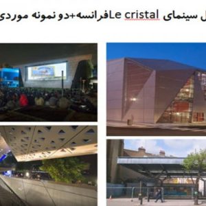 در این فایل سه نمونه سینما با عنوان های؛ سینمای Le cristalفرانسه؛ سینما  Cineteca Nacional Siglo XXI و تحلیل سینما The Cineroleum مورد یررسی قرار گرفته است این فایل در قالب پاورپوینت و دارای 43 اسلاید قابل ویرایش مورد بررسی قرار گرفته است. این فایل مناسب رشته معماری تهیه شده است . این فایل به گونه ای تنظیم شده ؛ که  می توان قالب آن را به دلخواه تغییر داد.